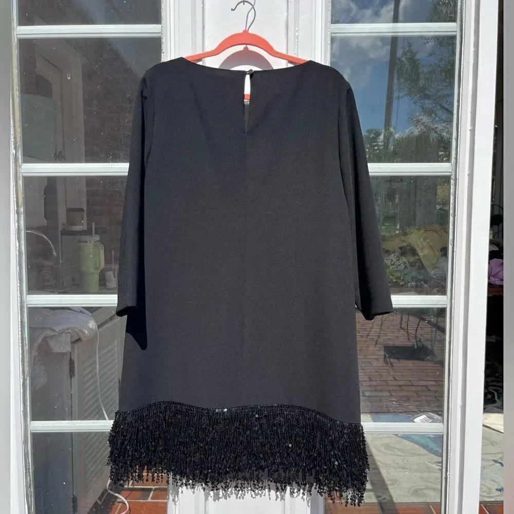 Kate Spade Sequin Beaded Fringe Hem Shift Dress